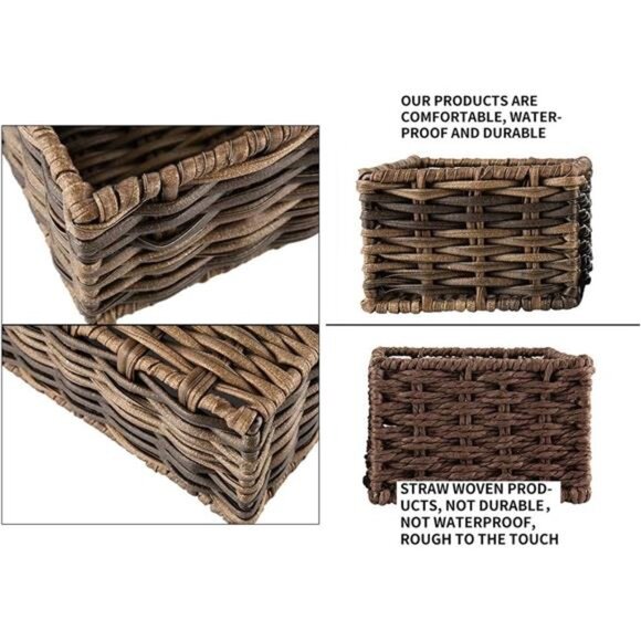 Handmade Storage Basket Wicker Baskets for Organizing Shelf Baskets Woven Decor - Picture 3 of 8